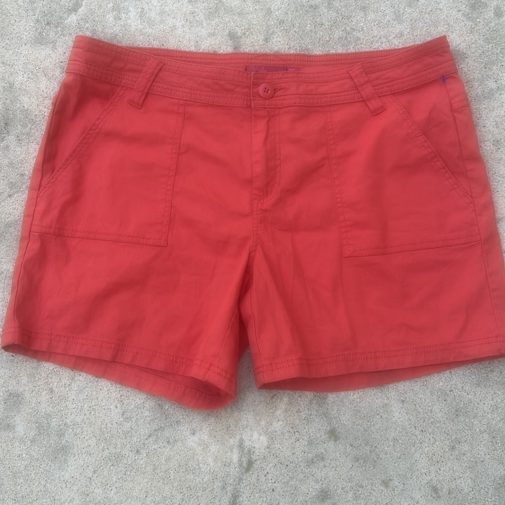 PrAna Orange Tess Organic Cotton Hiking Shorts Women's Size 14 - Picture 2 of 9